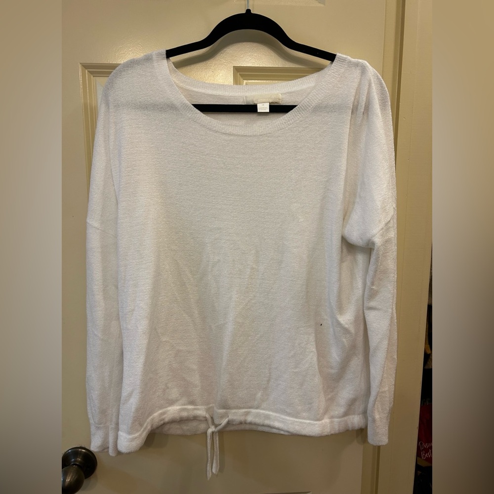 BAREFOOT DREAMS SIZE M White long sleeve tie front top